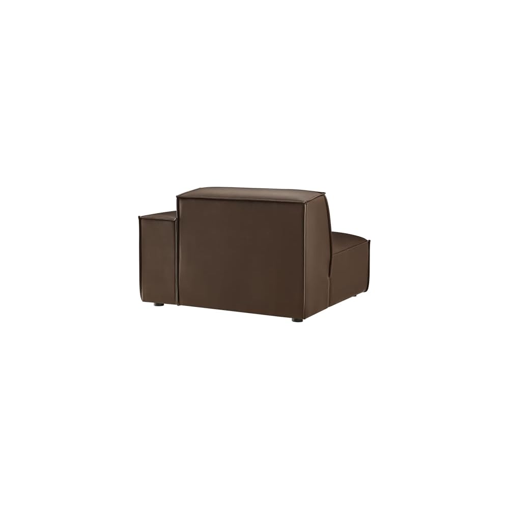 Modway Restore Right-Facing Faux Leather Modular Lounge Chair in Espresso - Living Room Vegan Leather Upholstered Single-Arm Accent Armchair for Sectional Sofa
