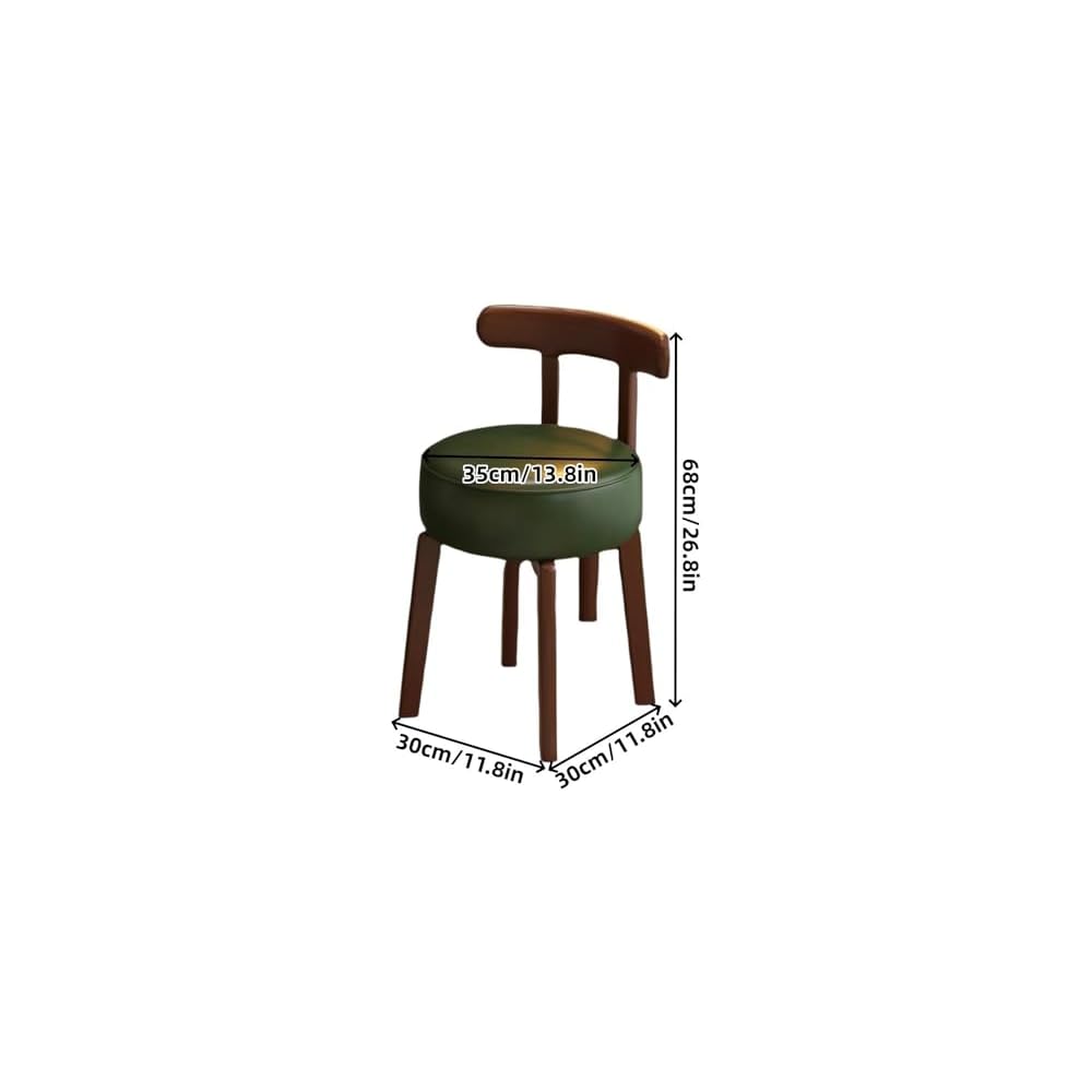 Upholstered Vanity Chair – Wooden Desk Chair with Backrest & Non-Slip Pads, Coffee Accent Chair for Bedroom & Living Room