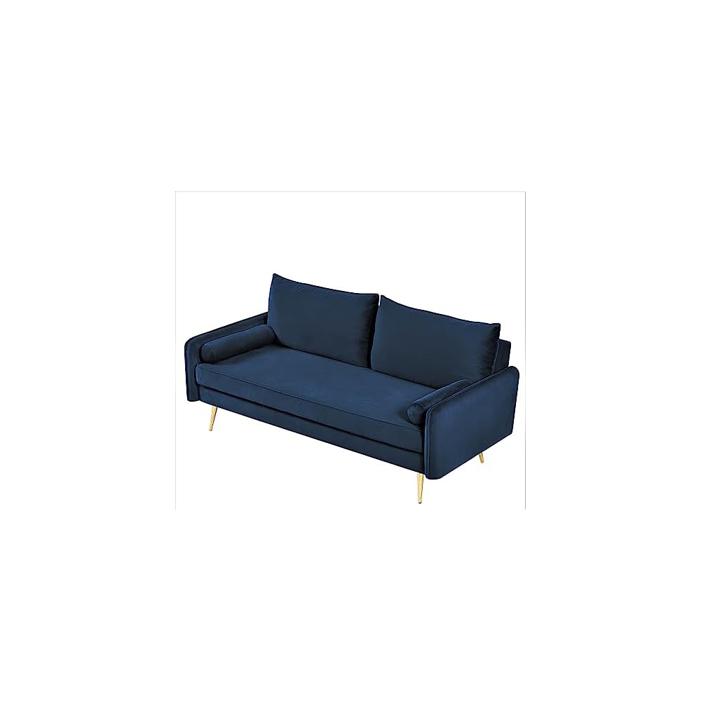 Container Furniture Direct Kent Modern Sofa, European Style Velvet Living Room Furniture with Tapered Legs, Vintage Flair, and Sleek Design, Couch, Dark Blue