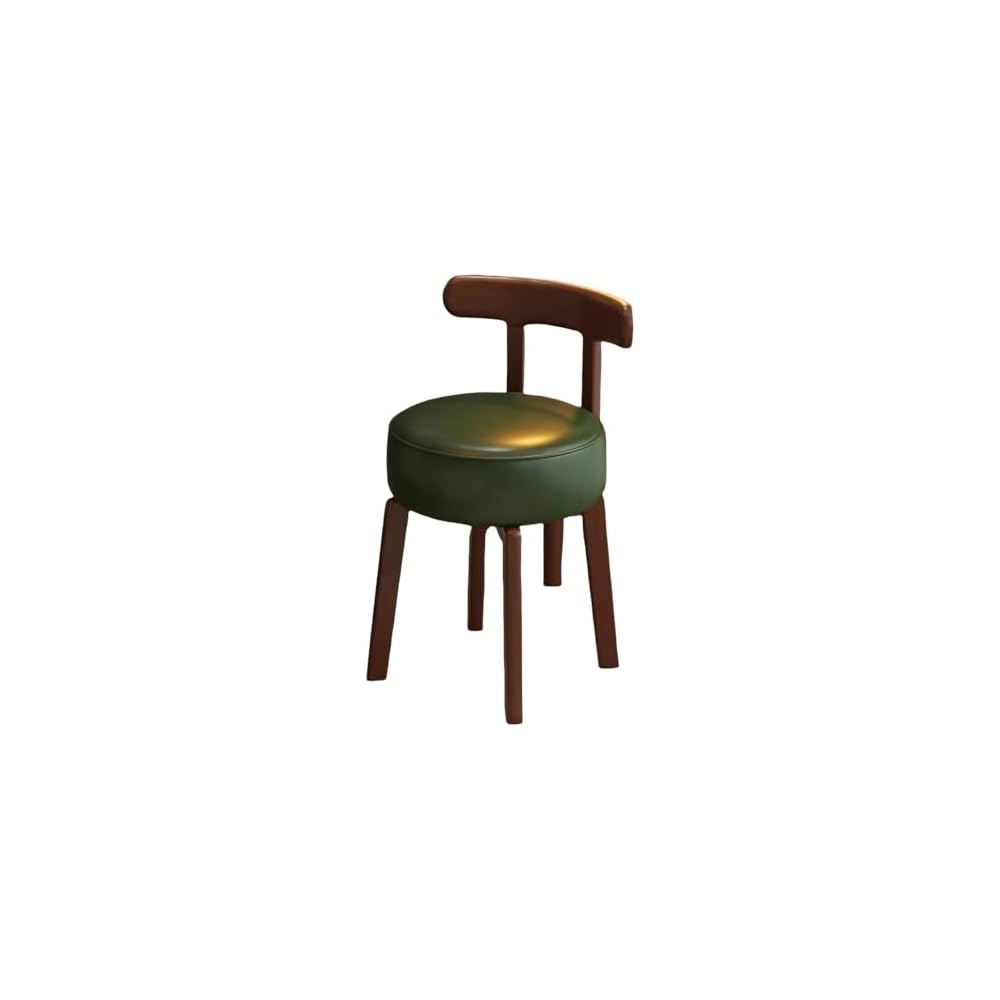 Upholstered Vanity Chair – Wooden Desk Chair with Backrest & Non-Slip Pads, Coffee Accent Chair for Bedroom & Living Room