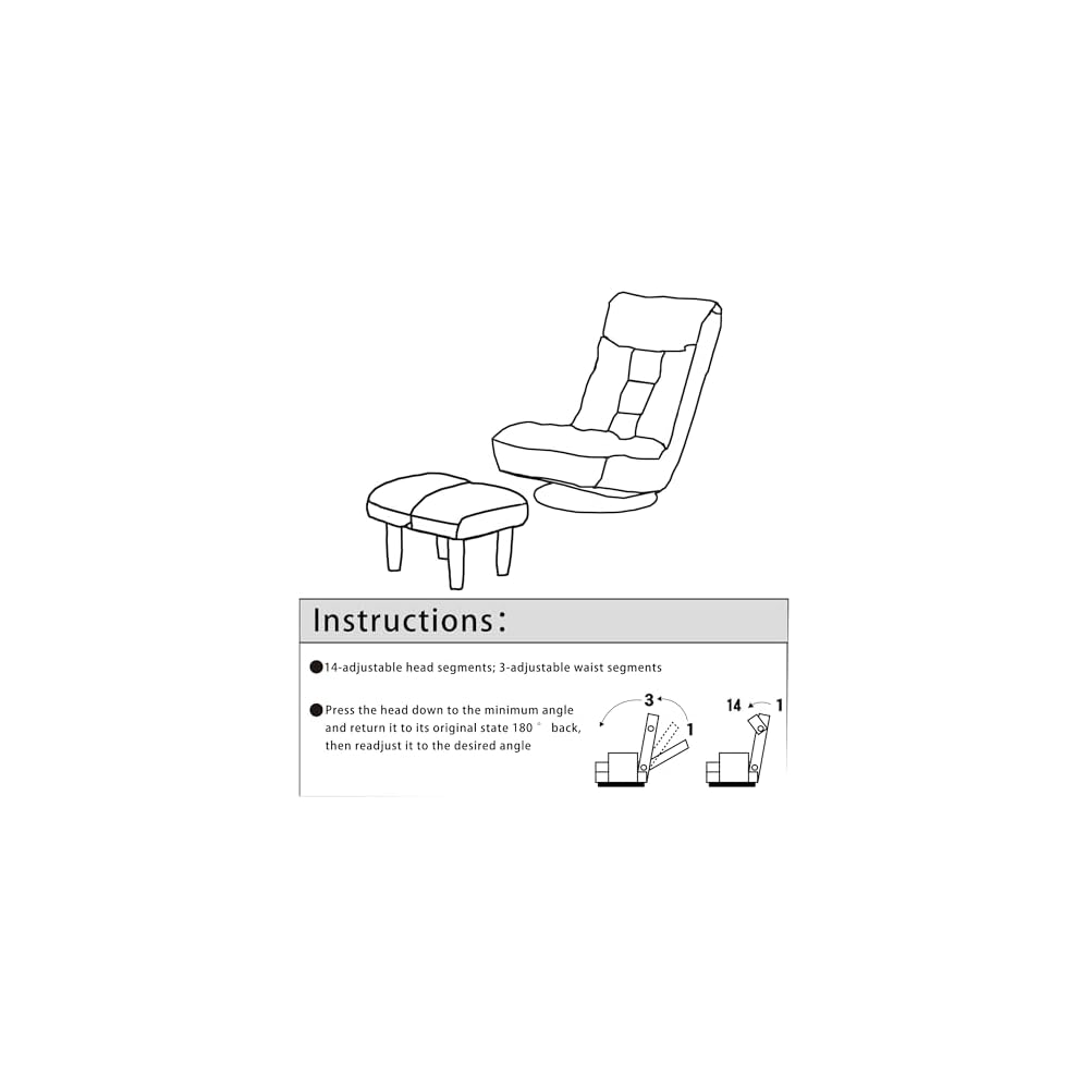 360° Swivel Floor Chair, Adjustable Folding Cotton Floor Chair with 3D Memory Foam Cushion, Ergonomic Lazy Sofa Recliner for Living Room, Bedroom, Dorm, Tatami, Cream
