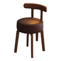 Upholstered Vanity Chair – Wooden Desk Chair with Backrest & Non-Slip Pads, Coffee Accent Chair for Bedroom & Living Room