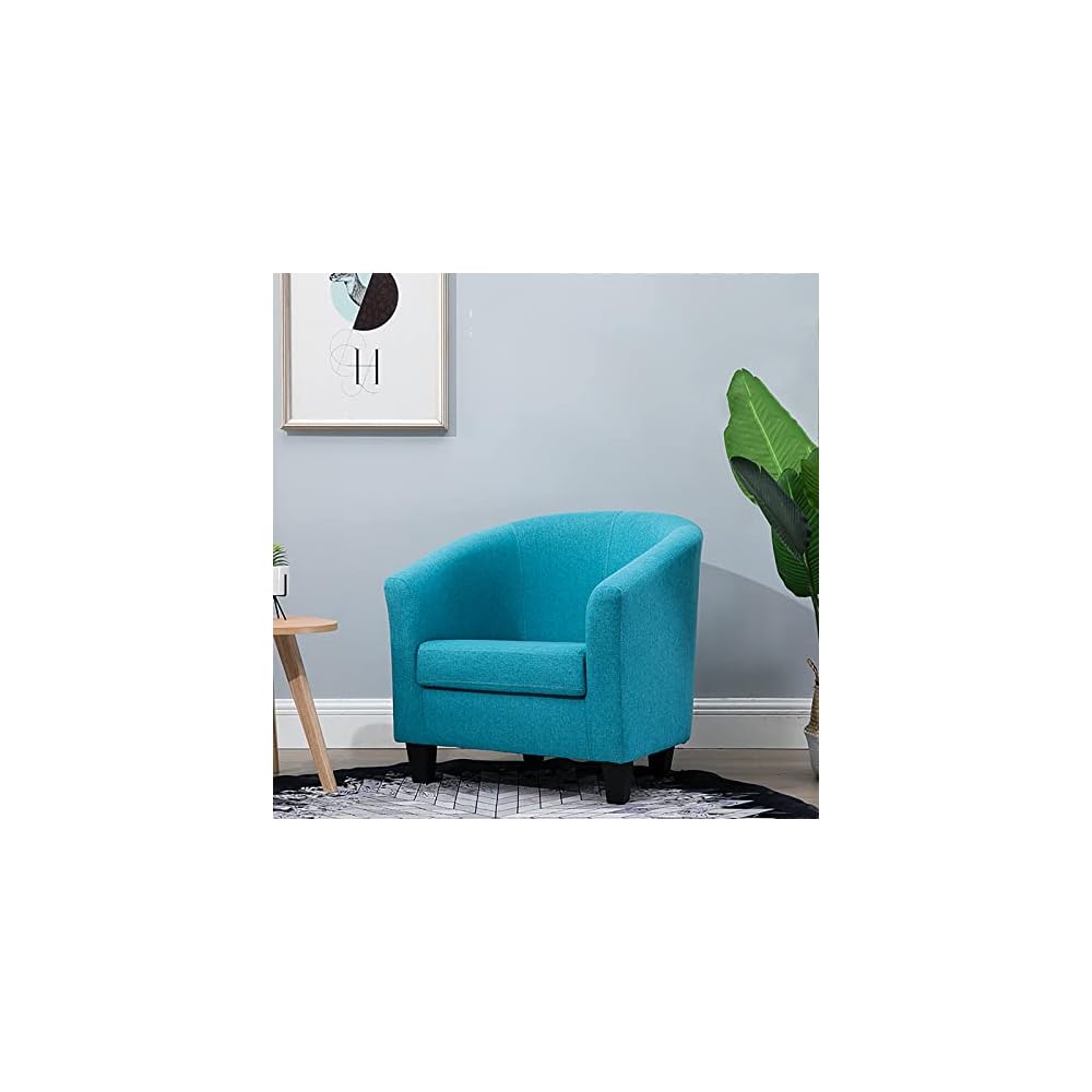 Accent Chair Living Room Chair Contemporary Lounge Sofa Chair Modern Extra-Thick Comfortable Seat with Armrests Linen Home Office Sofa (Blue)