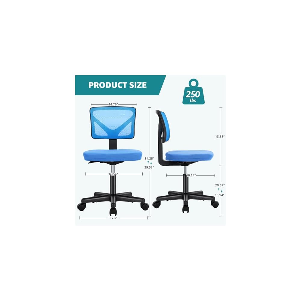 OLIXIS Armless Home Office Chair, Ergonomic Small Desk Chair