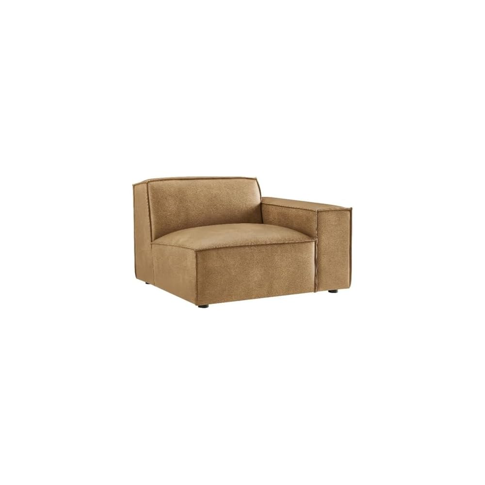 Modway Restore Right-Facing Faux Leather Modular Lounge Chair in Espresso - Living Room Vegan Leather Upholstered Single-Arm Accent Armchair for Sectional Sofa