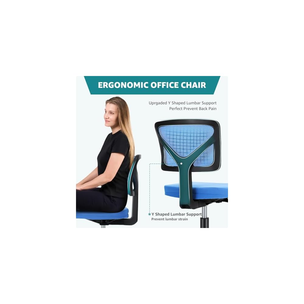OLIXIS Armless Home Office Chair, Ergonomic Small Desk Chair
