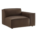 Modway Restore Right-Facing Faux Leather Modular Lounge Chair in Espresso - Living Room Vegan Leather Upholstered Single-Arm Accent Armchair for Sectional Sofa