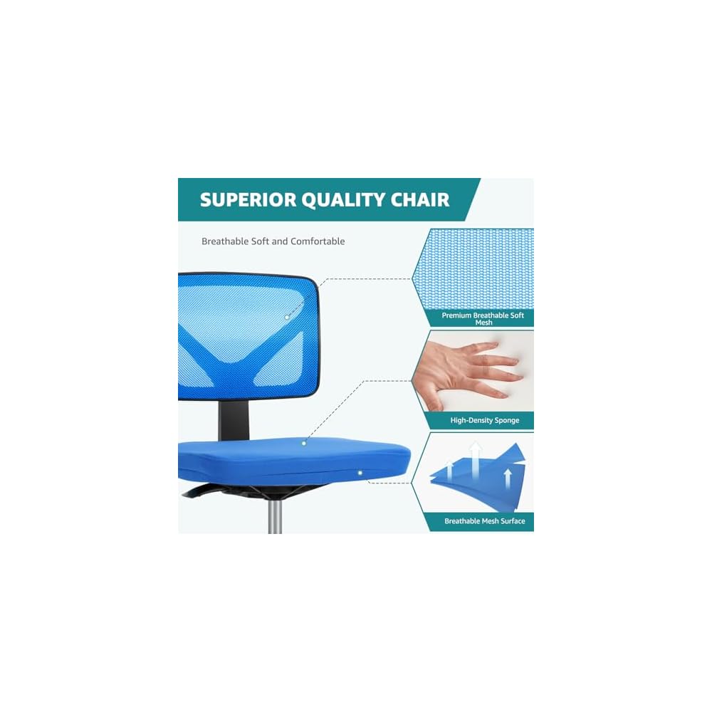 OLIXIS Armless Home Office Chair, Ergonomic Small Desk Chair