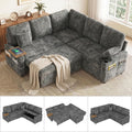 Dreamzie 81'' Modular Sectional Sofa with Pull Out Bed, 5-Seater L Shaped Sleeper Sofa with Adjustable Backrest | Side Table | USB Charging Ports, Sectional Couches for Living Room(Chenille, Grey)