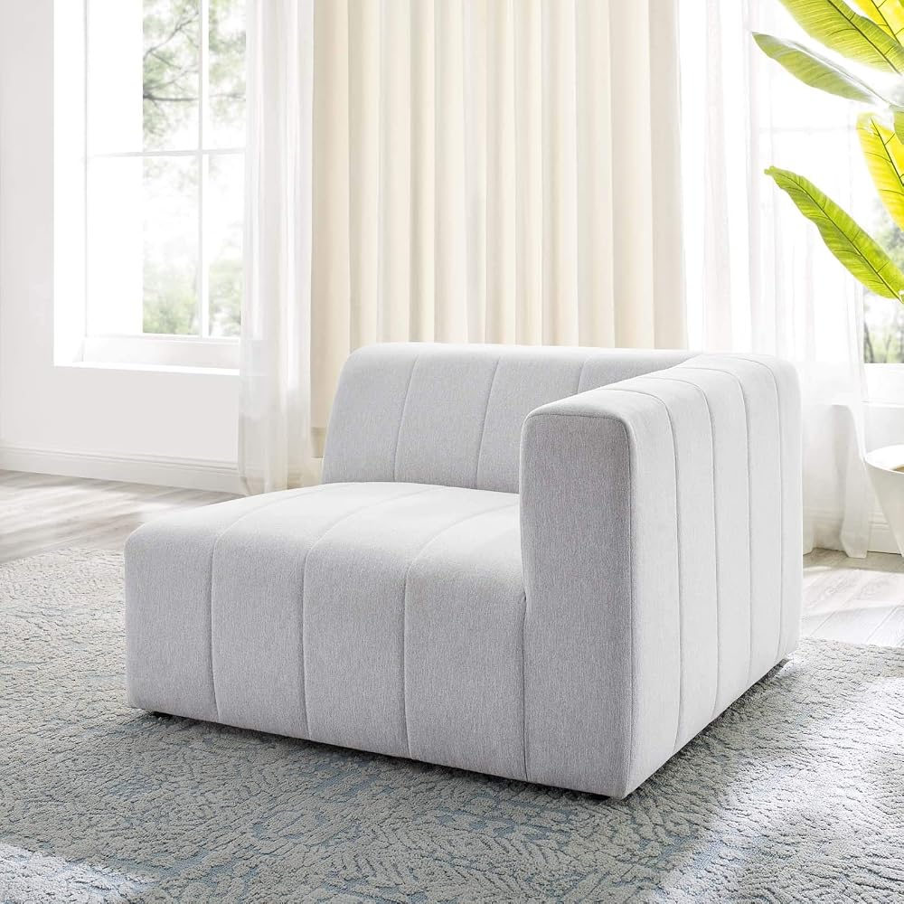 Modway Bartlett Channel Tufted Upholstered Sectional, Right-Arm Chair, Ivory